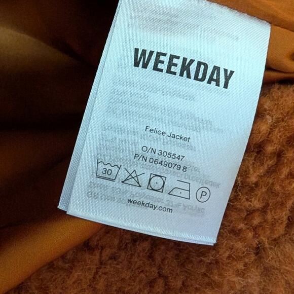 Weekday Felice Fleece Long Sleeve Full Zip Teddy Coat Jacket, size XS - Picture 7 of 7